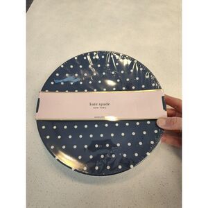 Kate Spade New York 2 Salut! Blue Polka Dot Melamine Salad Accent Plates 9"